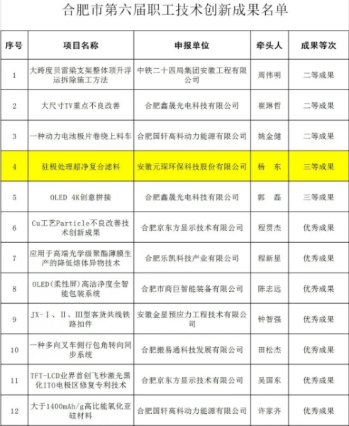 冰球突破mg正规官网科技两项研发项目荣获合肥市第六届职工技术创新成果